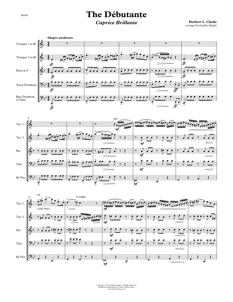 The Débutante for Brass Quintet with Trumpet solo feature (arr. Geoffrey Bergler)