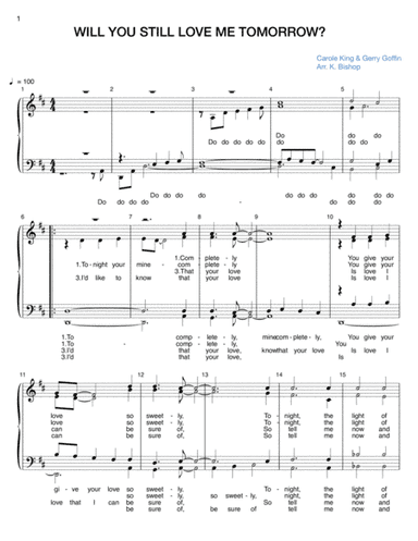 Will You Love Me Tomorrow (will You Still Love Me Tomorrow) (arr. K. Bishop)