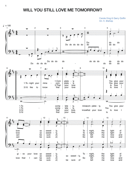 Will You Love Me Tomorrow (will You Still Love Me Tomorrow) (arr. K. Bishop)