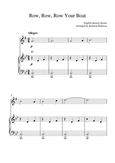 Row, Row, Row Your Boat (for alto saxophone solo and piano accompaniment) (arr. Kaiserin Rebecca)