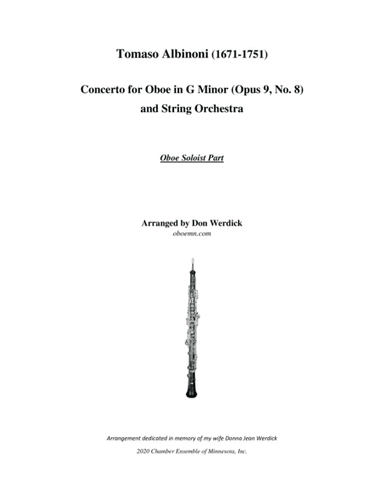 Concerto for Oboe in G Minor, Op. 9 No. 8 (arr. Don Werdick (1946 - ))