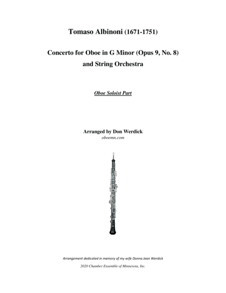 Concerto for Oboe in G Minor, Op. 9 No. 8 (arr. Don Werdick (1946 - ))