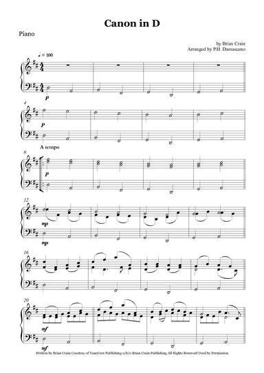 Canon In D (arr. Arranged by P.H. Damasceno)