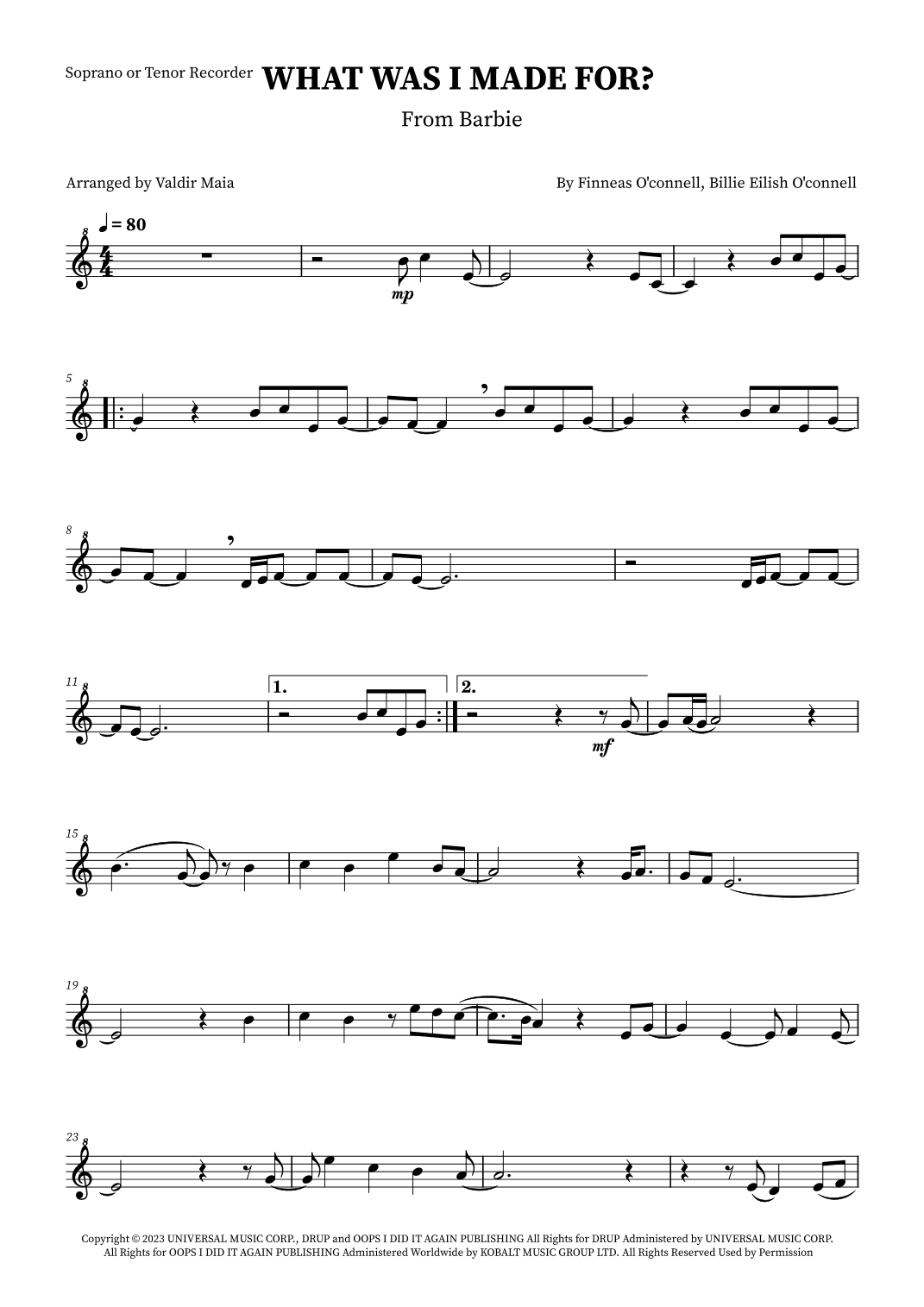 What Was I Made For? (arr. Valdir Maia)