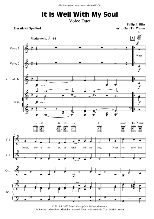 It Is Well With My Soul (arr. Gert Th. Walter)