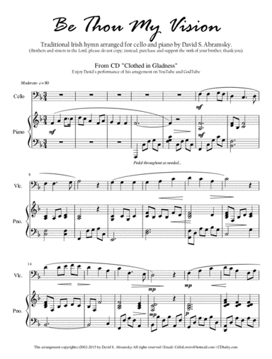 Be Thou My Vision (arr. for cello and piano) (arr. David S. Abramsky (Cellist and pianist))