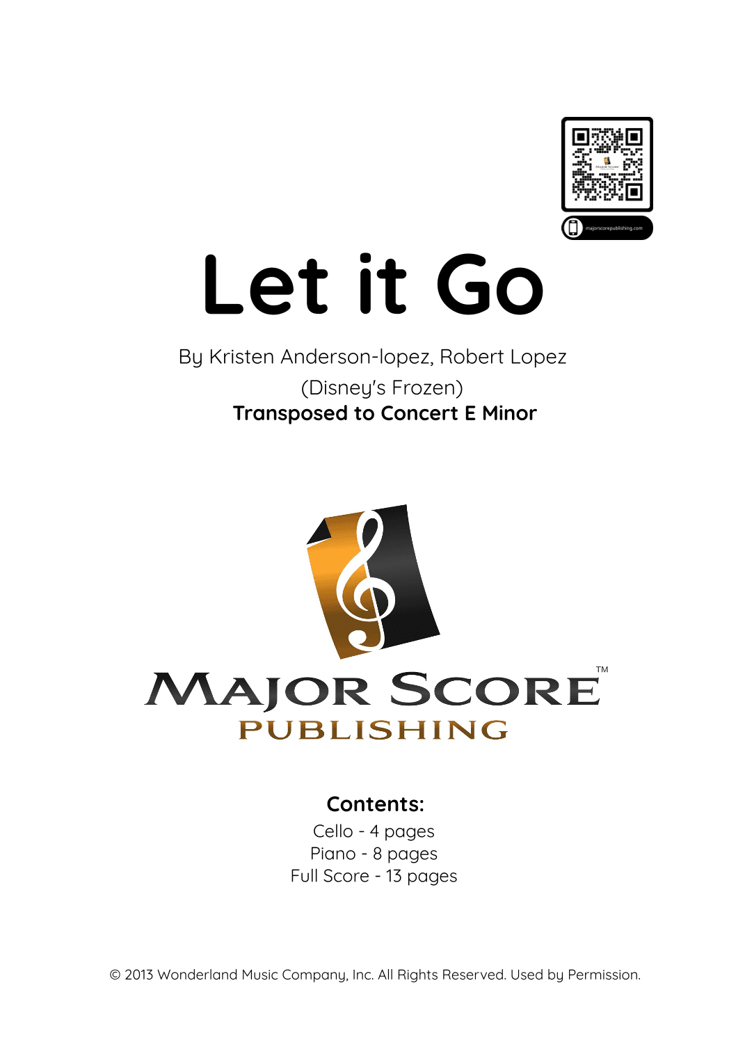 Let It Go (arr. MAJOR SCORE PUBLISHING TM.)