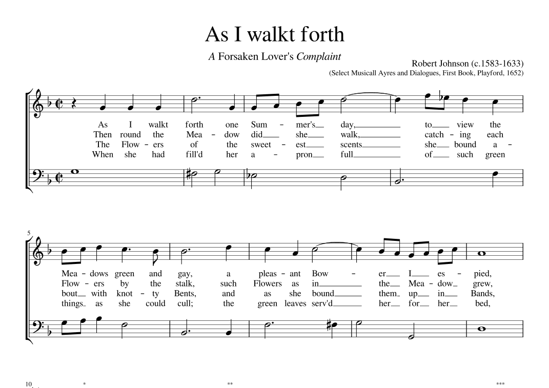 As I walked forth one Summer's day (arr. Early Music Scores)