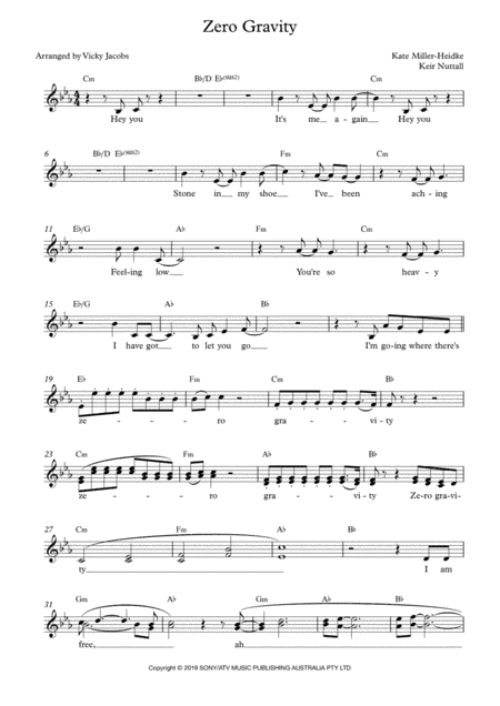 Zero Gravity (arr. Vicky Jacobs)