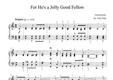 For He's a Jolly Good Fellow (arr. Toni Nita)