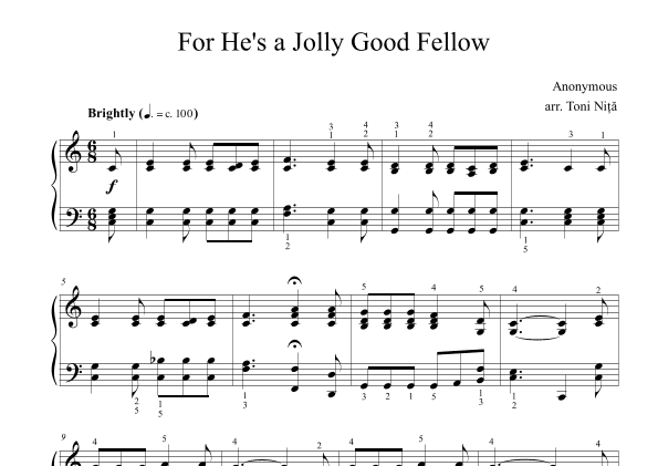 For He's a Jolly Good Fellow (arr. Toni Nita)