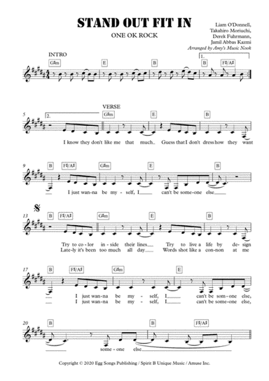 Stand Out Fit In (arr. Amy's Music Nook)
