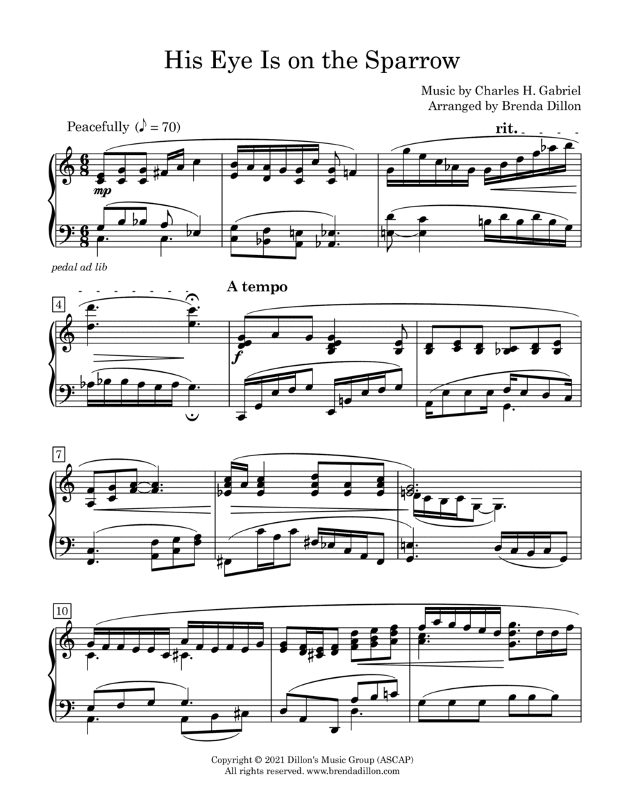 His Eye Is on the Sparrow (arr. Brenda Dillon)
