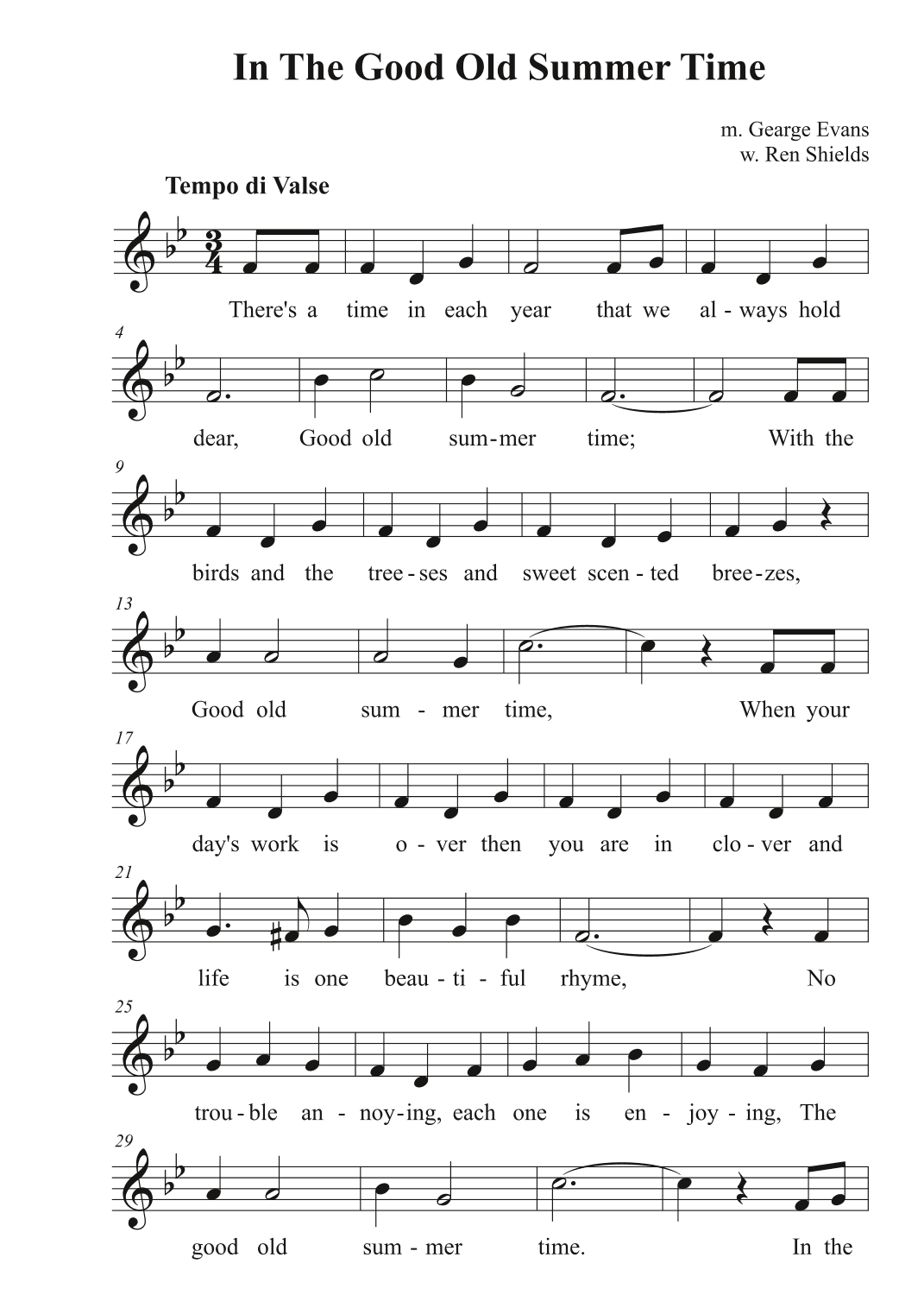 In The Good Old Summer Time (arr. Avgusta Udartseva)