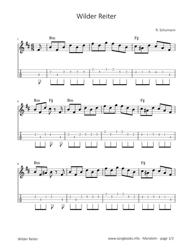 Wilder Reiter - R. Schumann (arr. songbooks.info)
