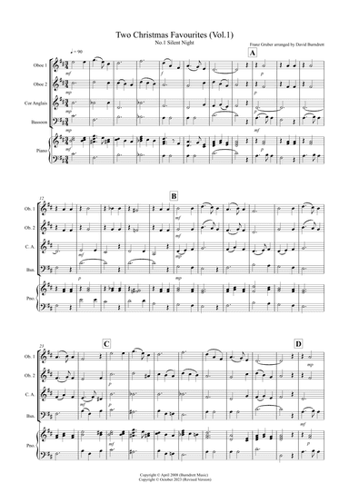 2 Christmas Favourites for Double Reed Quartet (volume one) (arr. David Burndrett)