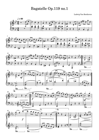 Bagatelle In G Minor, Op. 119, No. 1 (arr. Gianluca Giovannetti)
