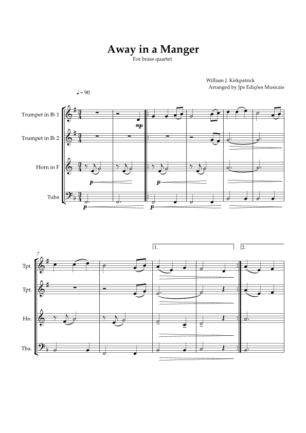 Away in a Manger for Brass Quartet (arr. JPS Arranjos Musicais)