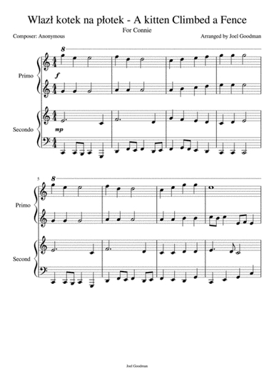 A kitten climbed a fence - 4 hands, 1 piano (arr. Joel Goodman)
