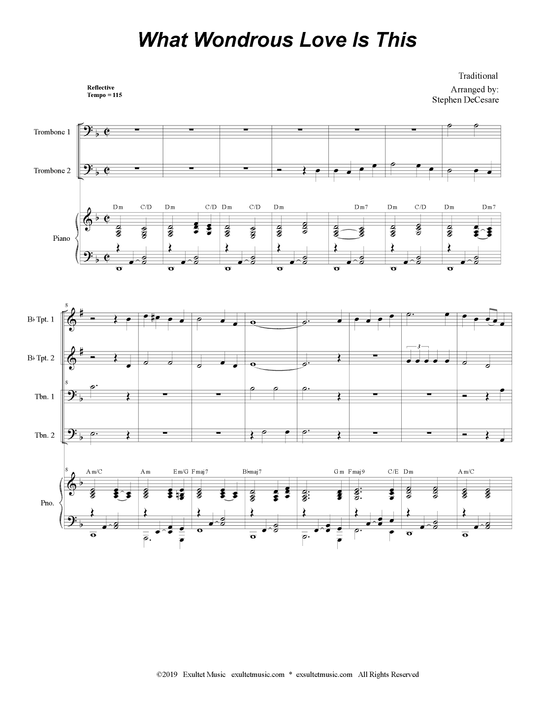 What Wondrous Love Is This (for Brass Quartet and Piano - (Alternate Version) (arr. Stephen DeCesare)