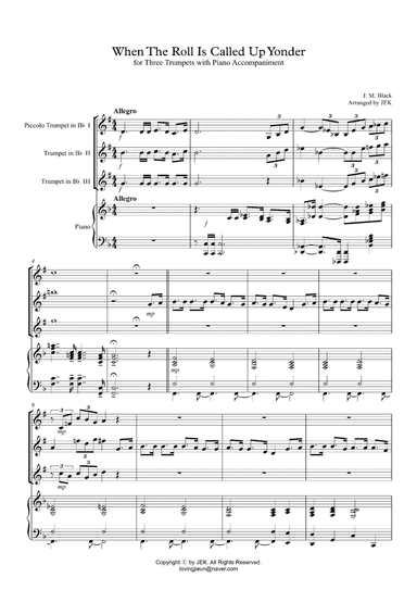 HYMN FOR TRUMPET TRIO - When The Roll Is Called Up Yonder (arr. JEK)