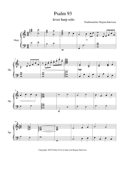 Psalm 93 lever harp solo