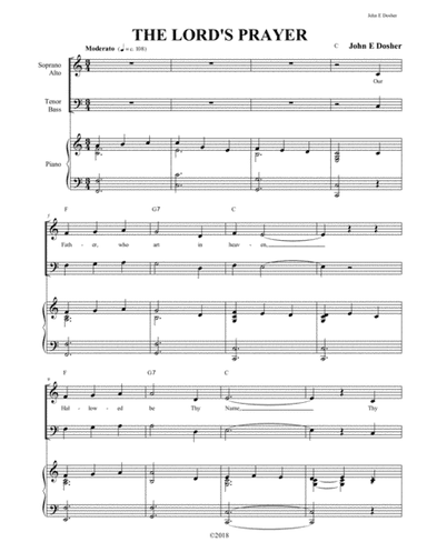 The Lord's Prayer (Our Father Who Art In Heaven) SATB with Piano Accompaniment