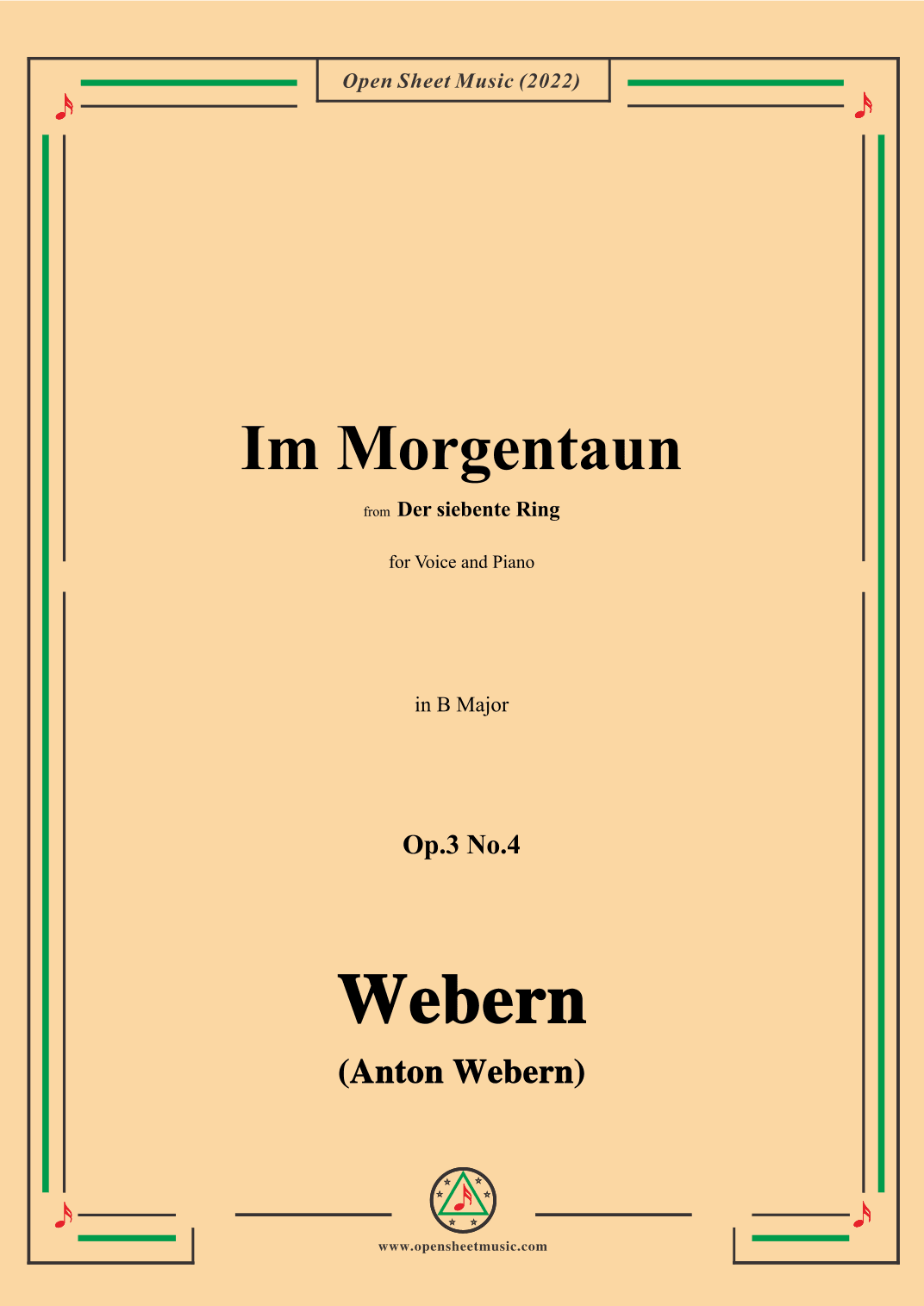 Webern-Im Morgentaun,Op.3 No.4,in B Major (arr. OSM Press)