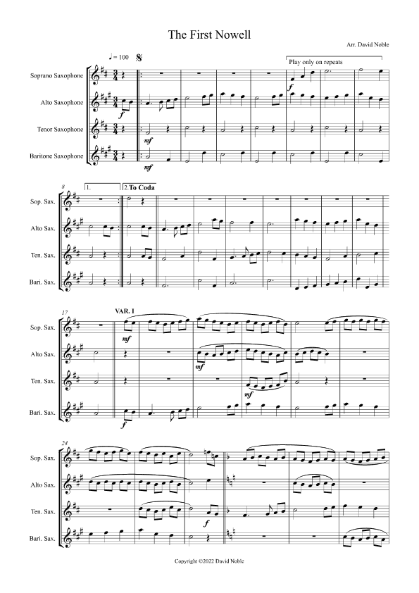 The First Nowell (arr. David Noble)