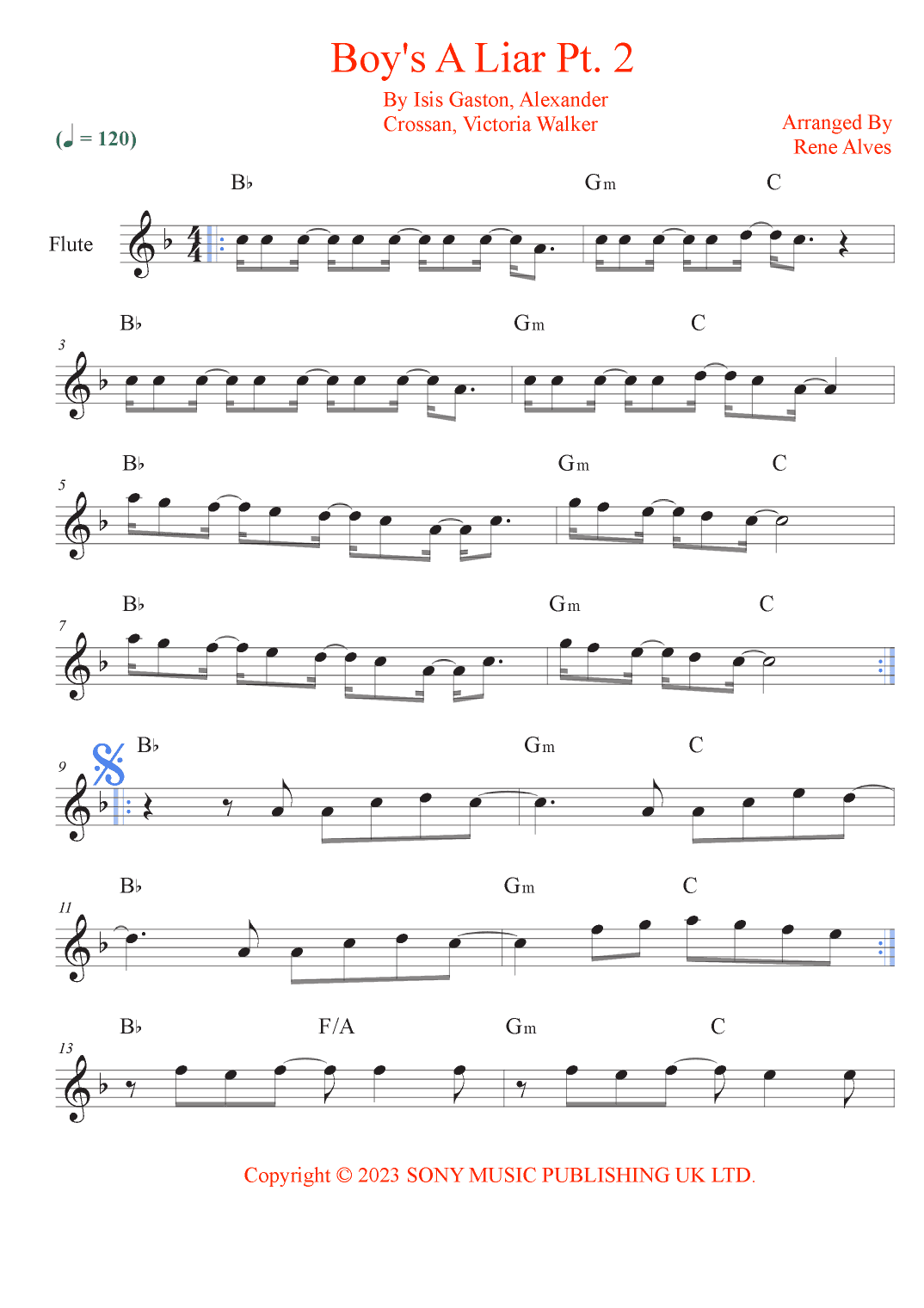 Boy's A Liar Pt. 2 (arr. Rene Alves)