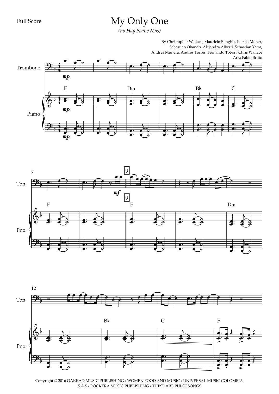 My Only One (no Hay Nadie Mas) (arr. Ottirb Sage)