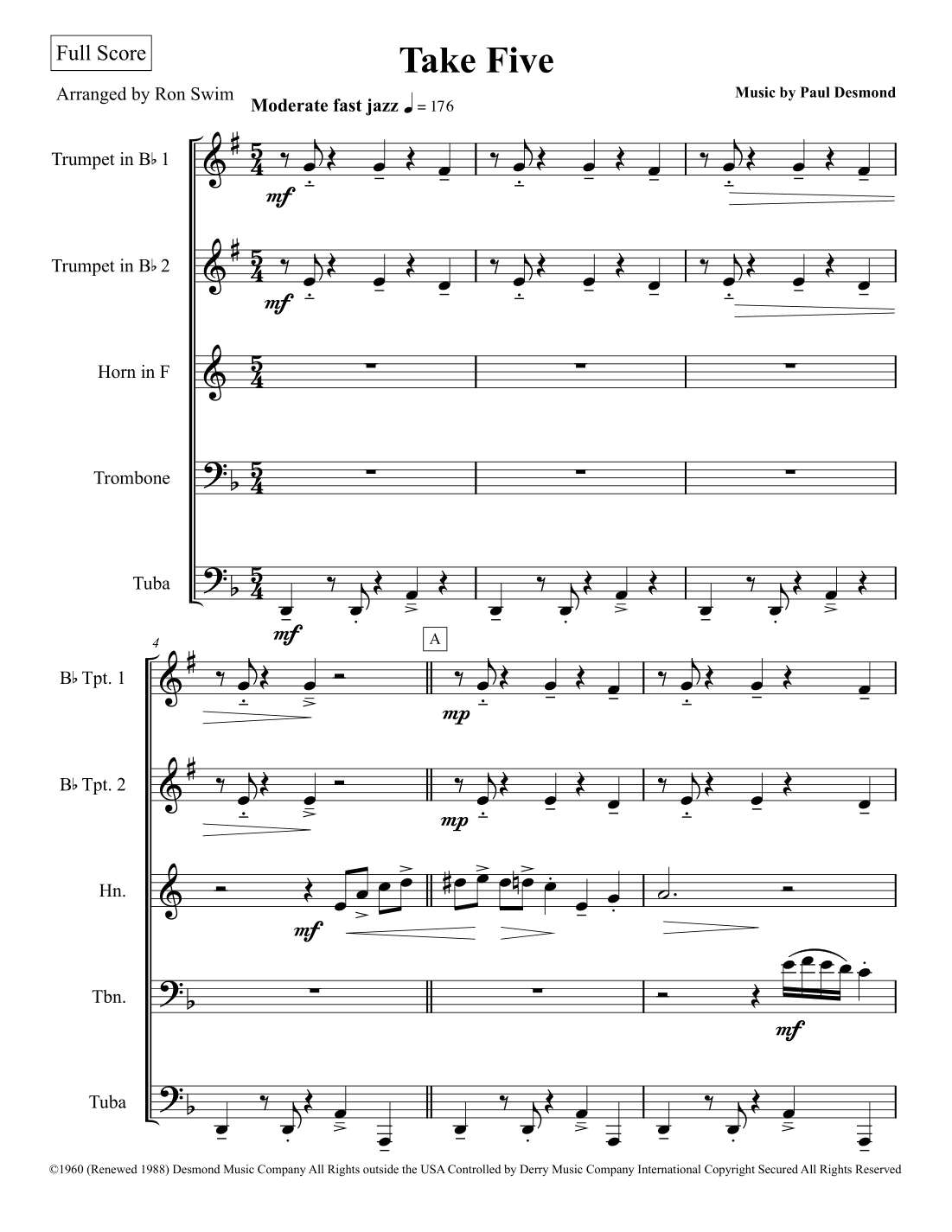 Take Five (arr. Ron Swim)