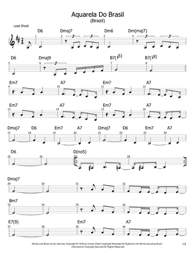 Aquarela Brasileira (aquarela Do Brasil) (brasil) (arr. Philip Jackson)