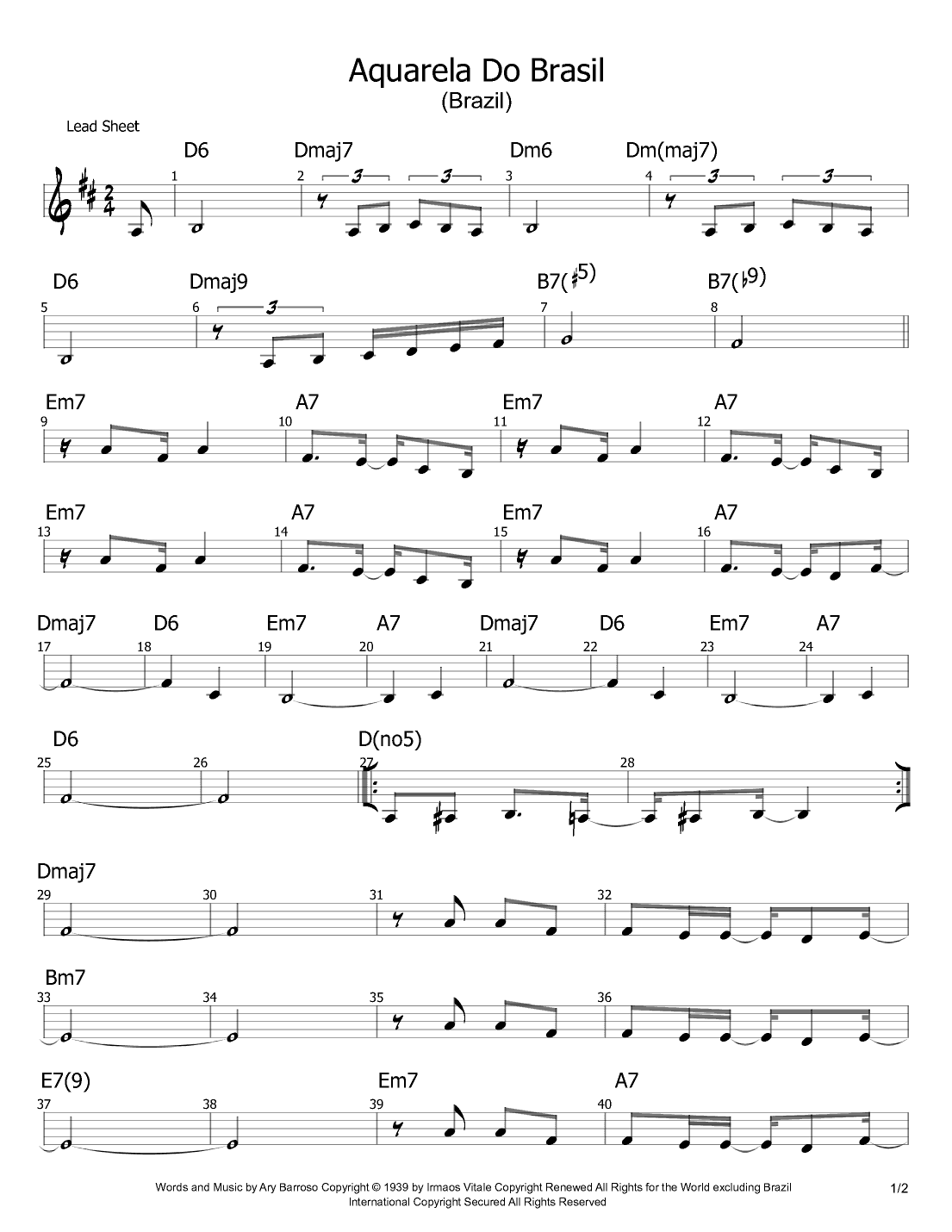 Aquarela Brasileira (aquarela Do Brasil) (brasil) (arr. Philip Jackson)