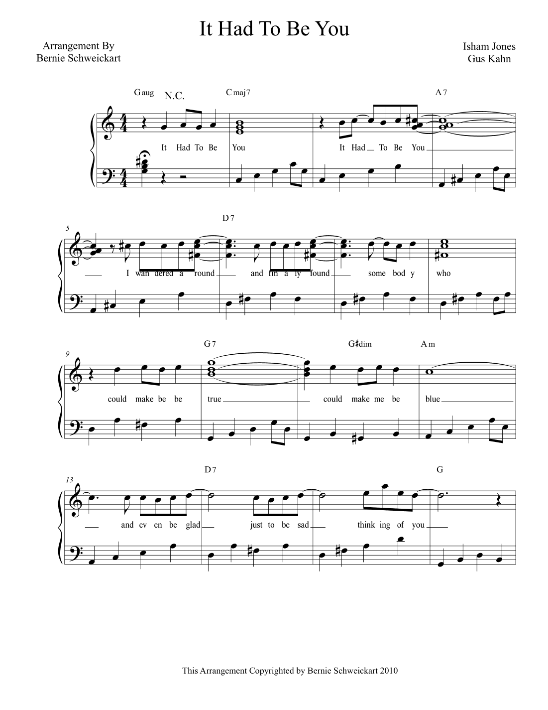 It Had To Be You (arr. Bernie Schweickart)