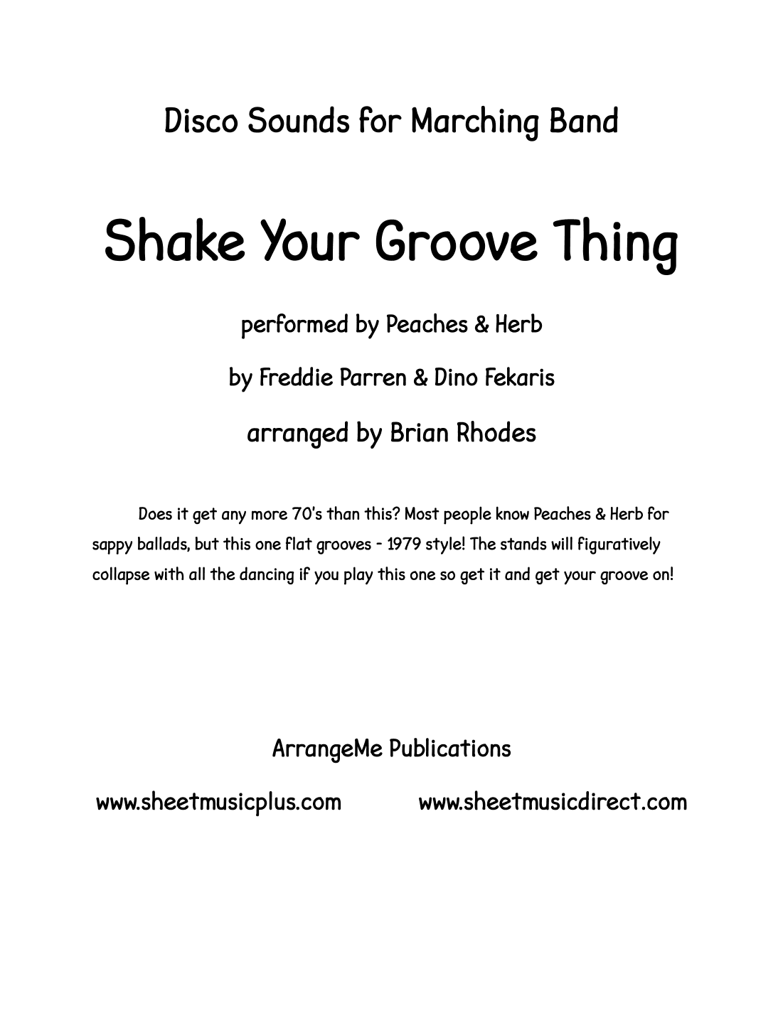 Shake Your Groove Thing (arr. Brian Rhodes)