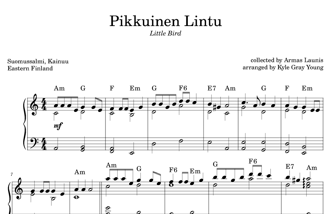 Pikkuinen Lintu (Little Bird) (piano solo) (arr. Kyle Gray Young)