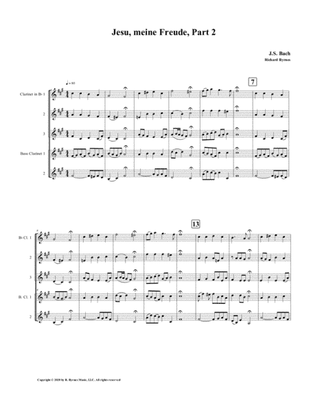 Jesu, meine Freude - Part 2, by J.S. Bach for Clarinet Quintet (arr. Richard Byrnes)
