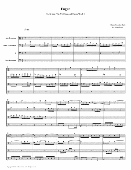 Fugue 12 from Well-Tempered Clavier, Book 2 (Trombone Quartet) (arr. Richard Byrnes)