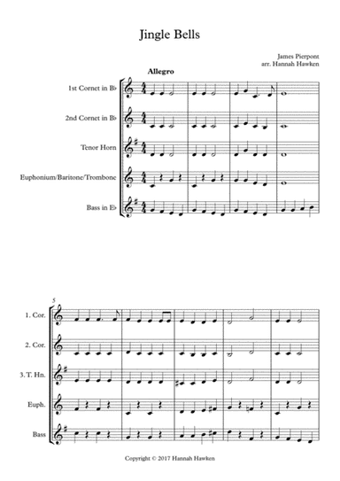 Jingle Bells - Junior Band / Training Band - 4 or 5 part flexible ensemble (arr. Hannah Hawken)