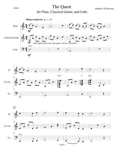The Quest - trio for Flute, Classical Guitar, and Cello