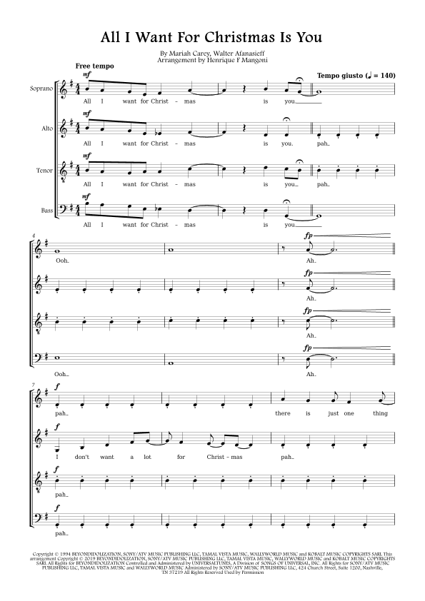 All I Want For Christmas Is You (arr. Henrique F Mangoni)