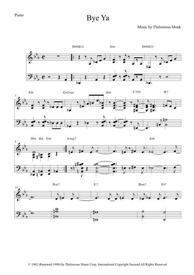 Bye-ya (arr. The Sheet Music Library)