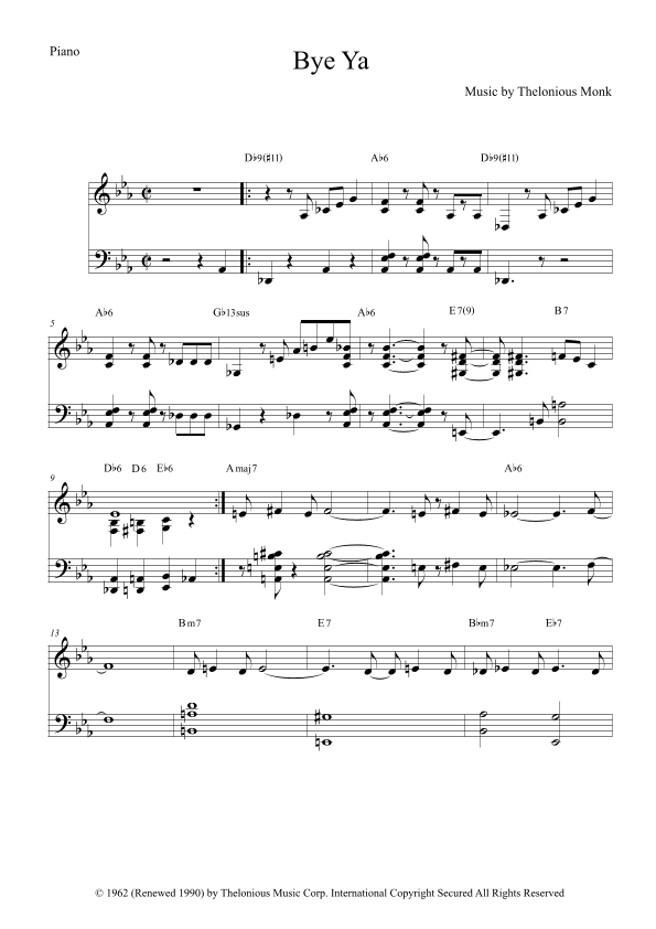 Bye-ya (arr. The Sheet Music Library)