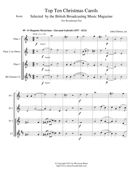 O Magnum Mysterium - Gabrieli - for woodwind trio (arr. John Gibson)