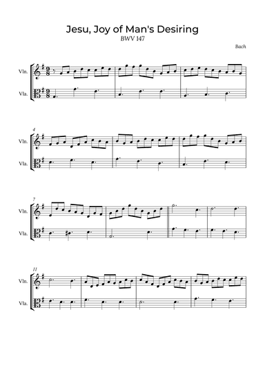 Jesu, Joy of Man's Desiring - Violin and Viola (arr. Alex Nunes Rodrigues)