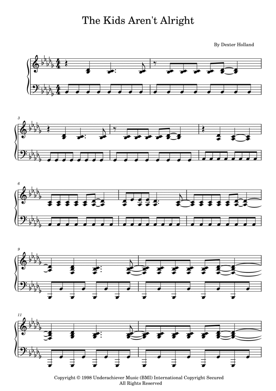 The Kids Aren't Alright (arr. Piano Go Life)