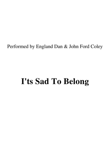 It's Sad To Belong (arr. Ronn M)