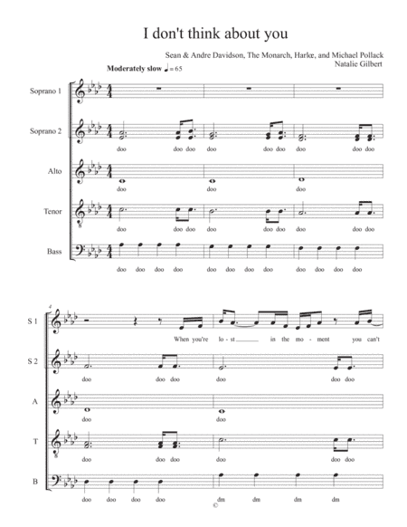 I Don't Think About You (arr. Natalie Gilbert)