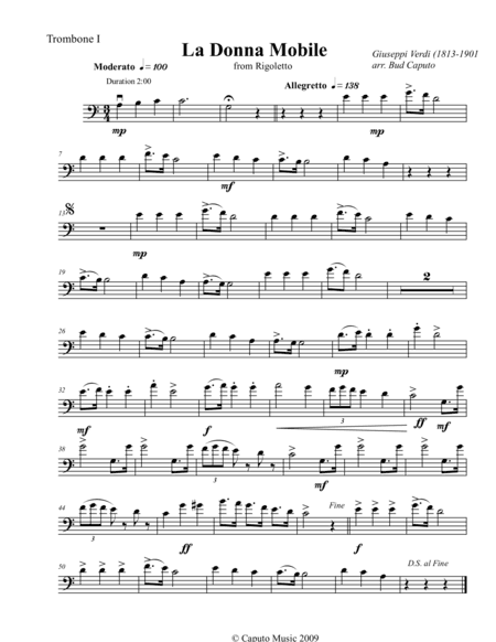 Low Brass-Three Famous Opera Arias-All Parts (arr. Bud Caputo)